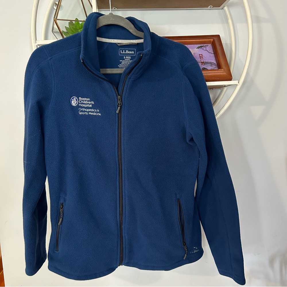 LL.Bean Women's Small S Blue Zip Up Fleece Jacket Coat Boston Children's